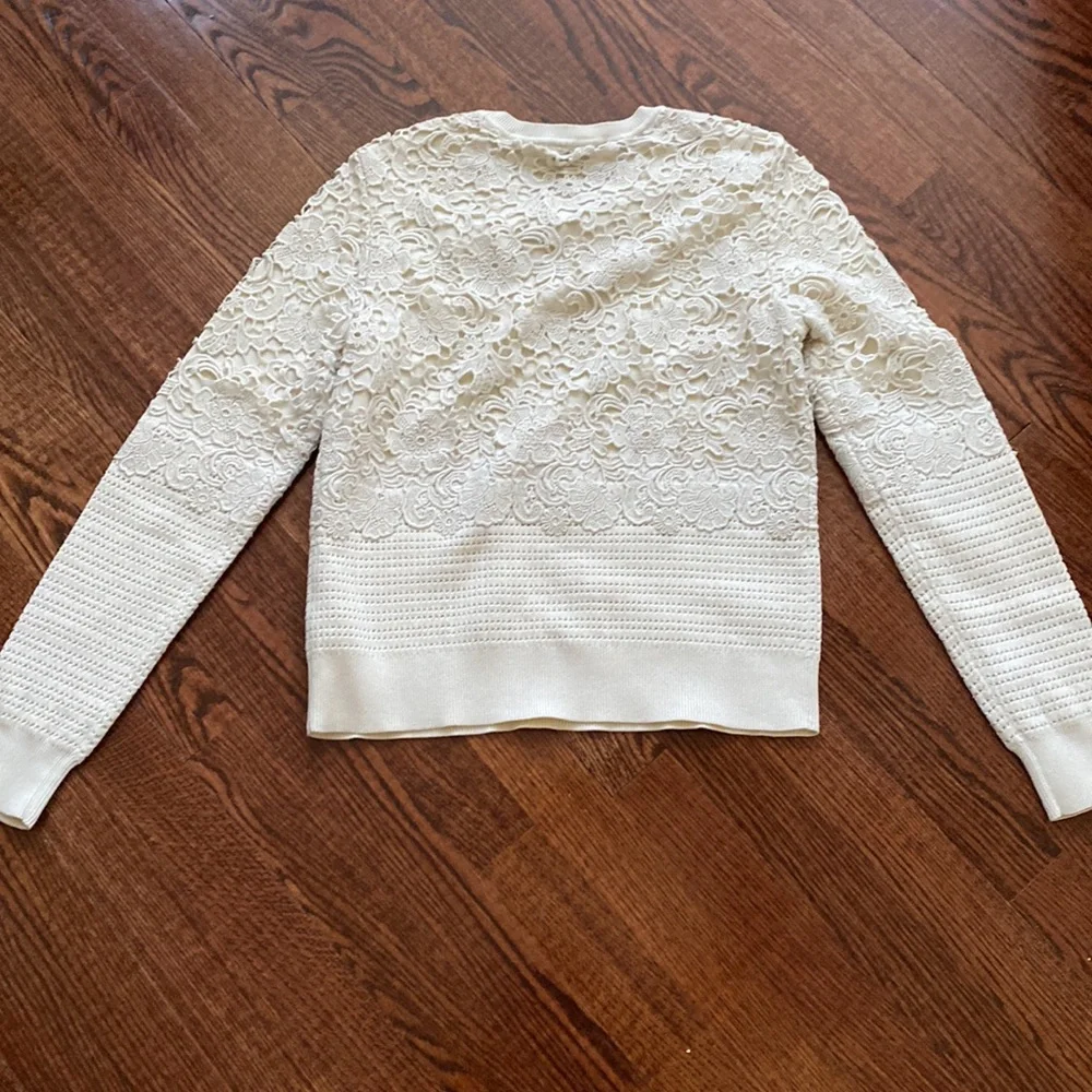 Tory Burch Cream Lace Knit Sweater